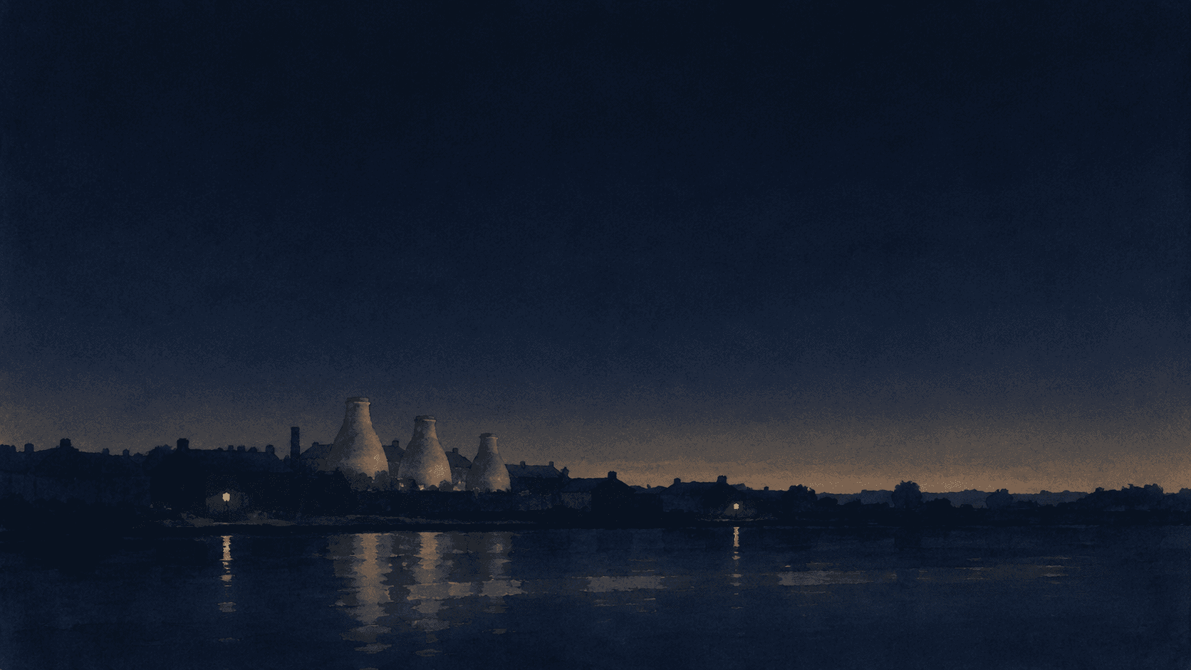 A painting of Stoke at dusk